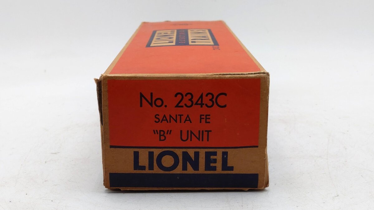 Lionel 2343C Vintage O Santa Fe F-3 Screen Top Non-Pwd. B-Unit Diesel Locomotive VG/Box