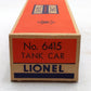 Lionel 6415 Vintage O Sunoco Triple Dome Tank Car VG/Box