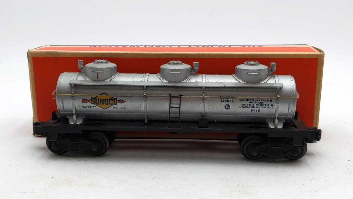 Lionel 6415 Vintage O Sunoco Triple Dome Tank Car VG/Box