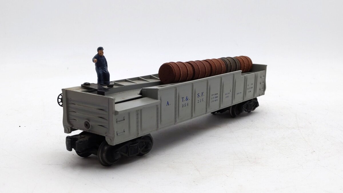 Lionel 3562-25 Vintage O Gray AT&SF Operating Barrel Car with Blue Letters VG/Box