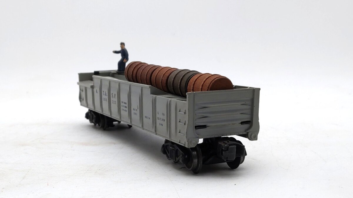 Lionel 3562-25 Vintage O Gray AT&SF Operating Barrel Car with Blue Letters VG/Box