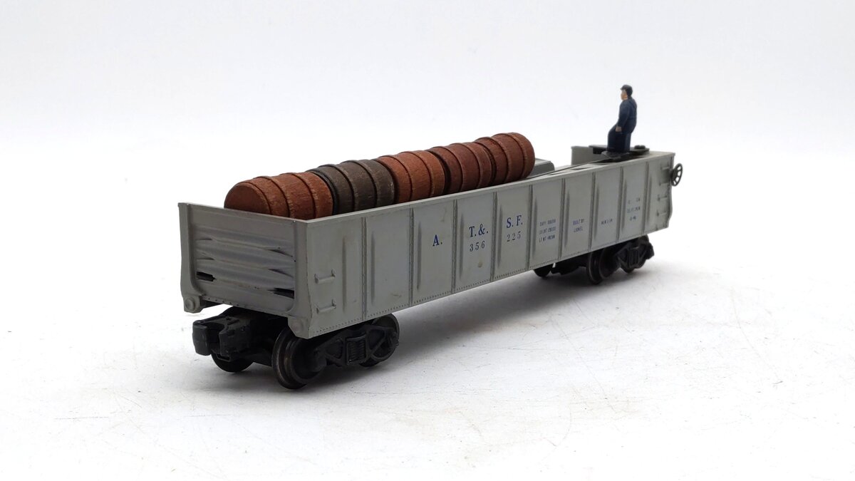 Lionel 3562-25 Vintage O Gray AT&SF Operating Barrel Car with Blue Letters VG/Box