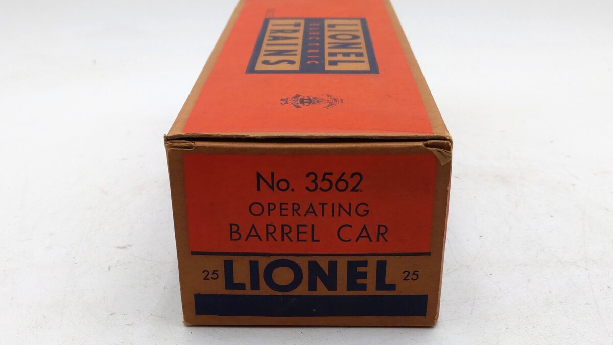 Lionel 3562-25 Vintage O Gray AT&SF Operating Barrel Car with Blue Letters VG/Box