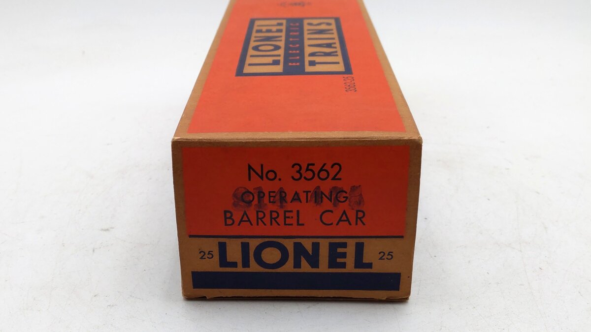 Lionel 3562-25 Vintage O Gray AT&SF Operating Barrel Car with Blue Letters VG/Box