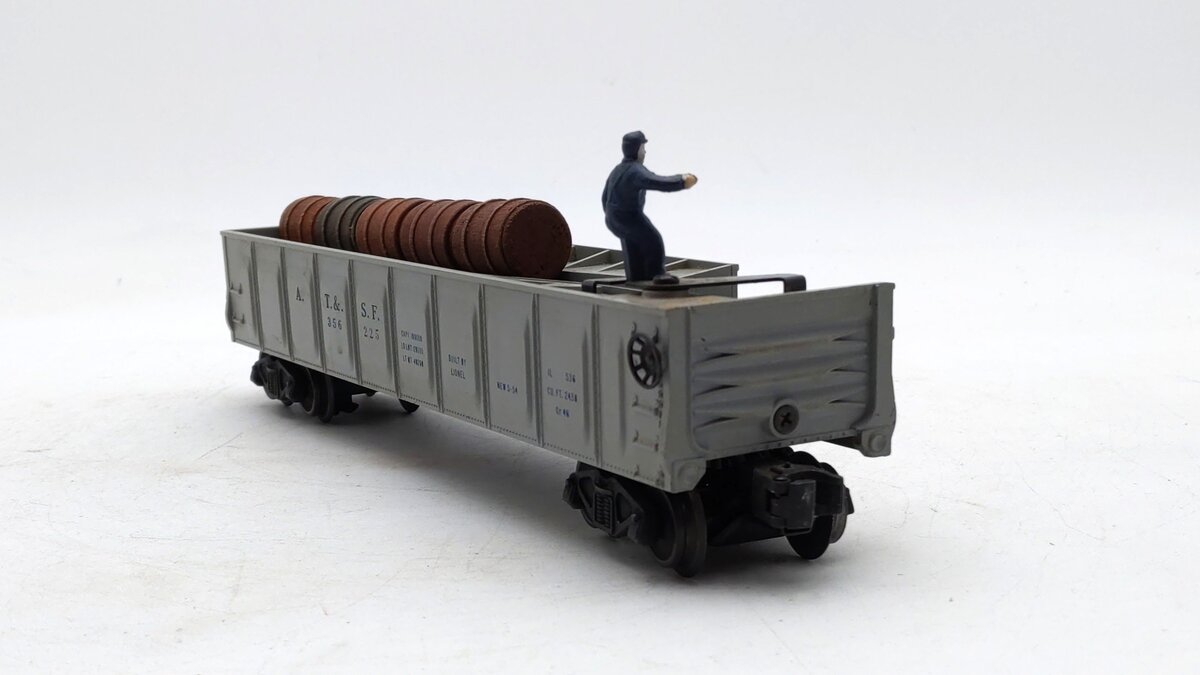 Lionel 3562-25 Vintage O Gray AT&SF Operating Barrel Car with Blue Letters VG/Box