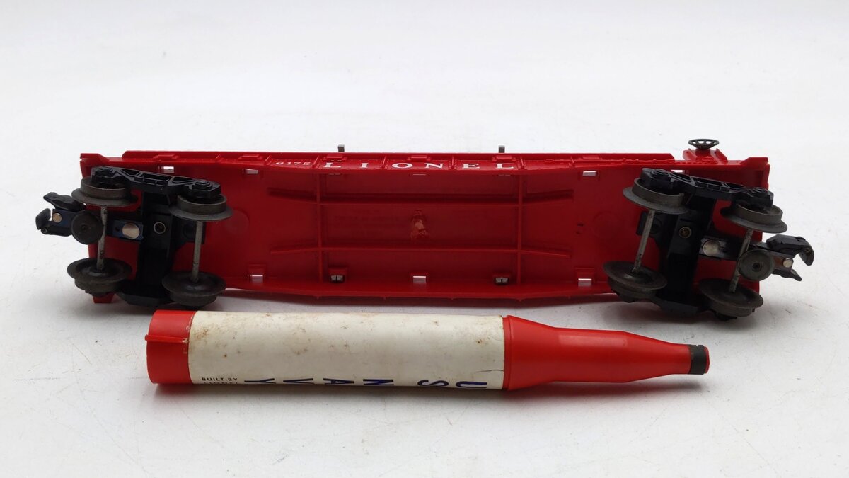 Lionel 6175 Vintage O Red Flatcar with US Navy Rocket VG/Box