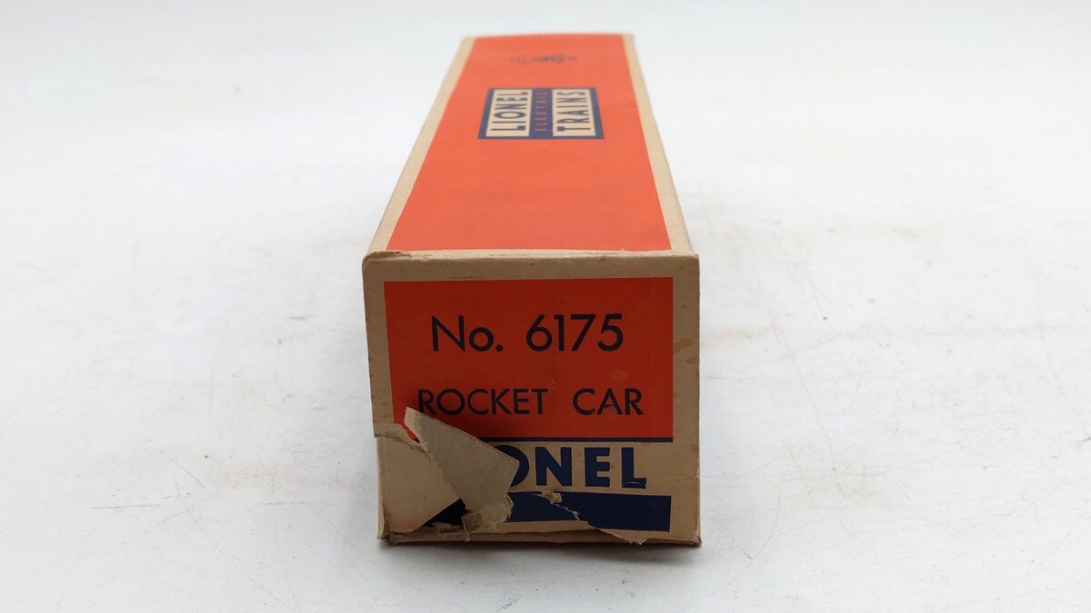 Lionel 6175 Vintage O Red Flatcar with US Navy Rocket VG/Box