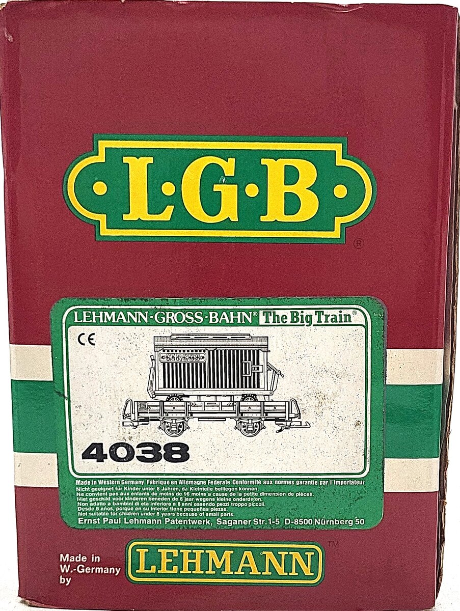 LGB 4038 G Scale Flatcar with Circus Cage W/O Animals EX/Box