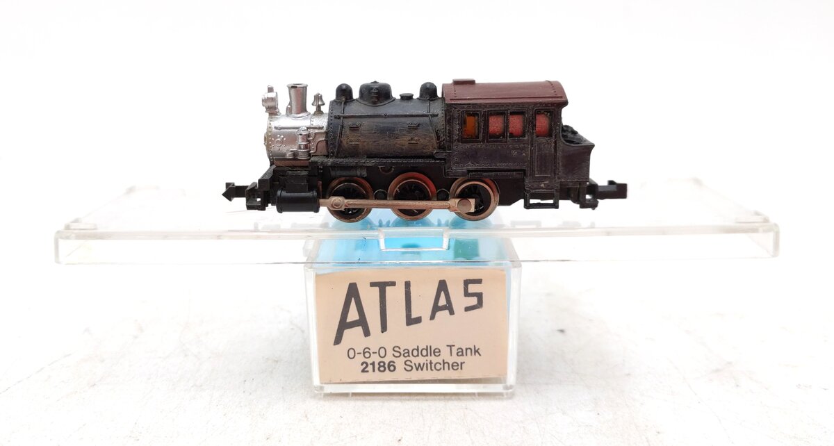 Atlas 2186 N Scale 0-6-0 Custom Weathered Saddle Tank Switcher Steam Locomotive/Box