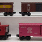 Lionel and Other O Gauge Assorted Freight Cars: 6031, 19204, 9744, 16568 [4] VG