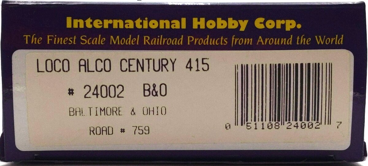 IHC HO Scale 24002 B&O Diesel Locomotive #759 EX/Box