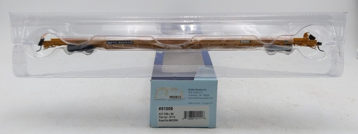 BLMA Models 51006 HO Scale RTTX ACF F89-J 89' Flatcar #602068