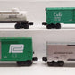 Lionel O Gauge Assorted Freight Cars: 6-9701, 6-16251, 6-16113, 6-9603 [4] VG/Box