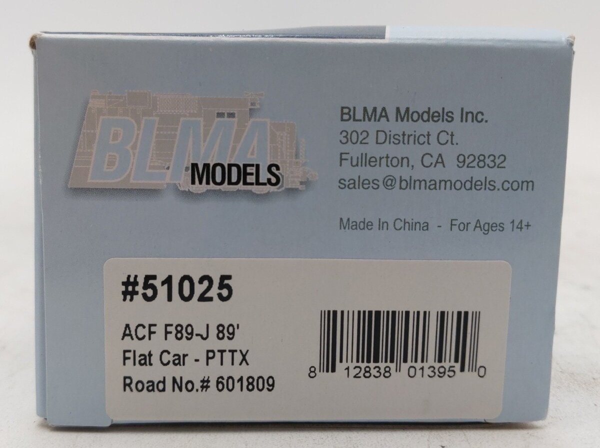 BLMA Models 51025 HO Scale RTTX ACF F89-J 89' Flatcar #601809