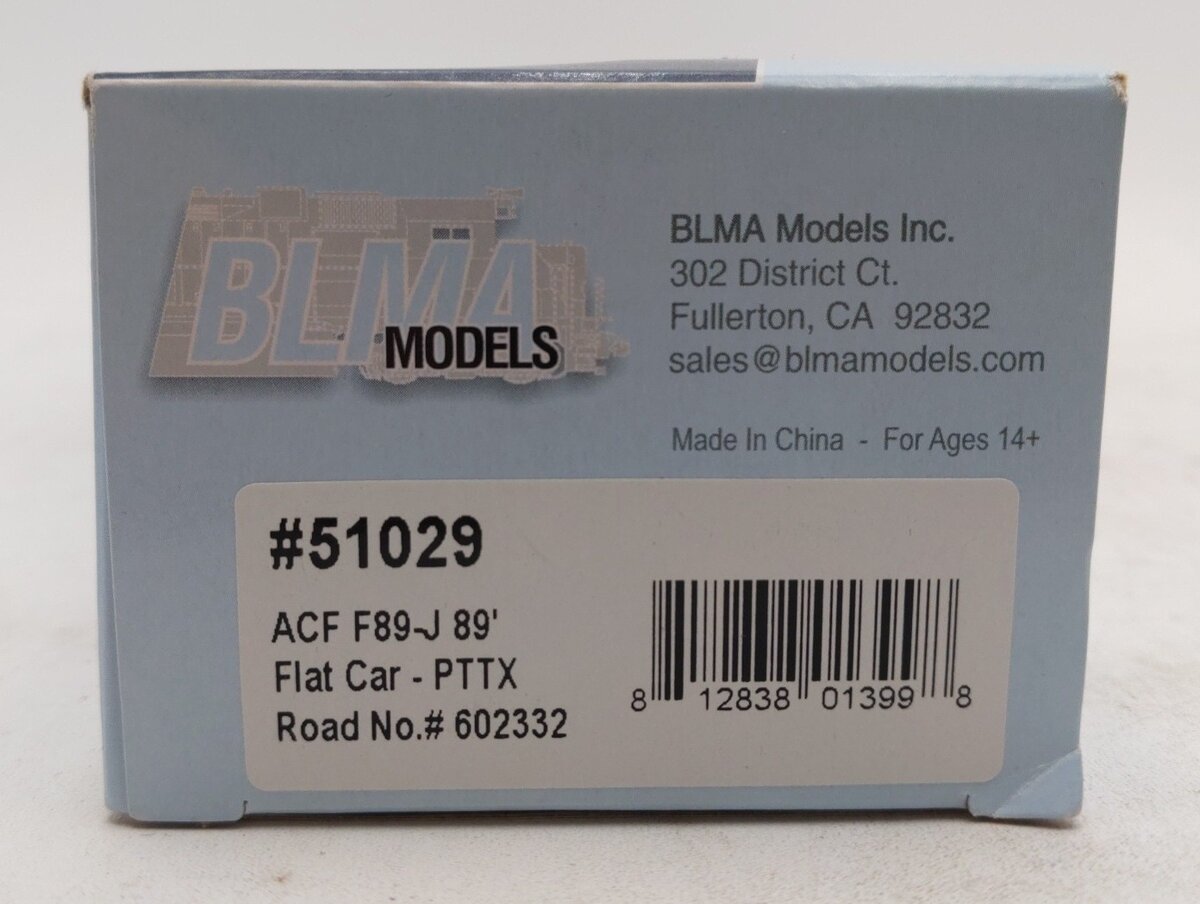 BLMA Models 51029 HO Scale PTTX ACF F89-J 89' Flatcar #602332