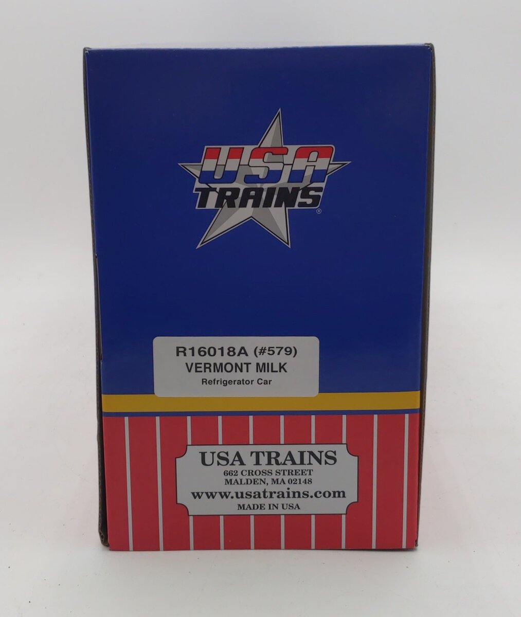 USA Trains R16018A G Vermont Milk U.S Refrigerator Cars (White/Black) #579 LN/Box