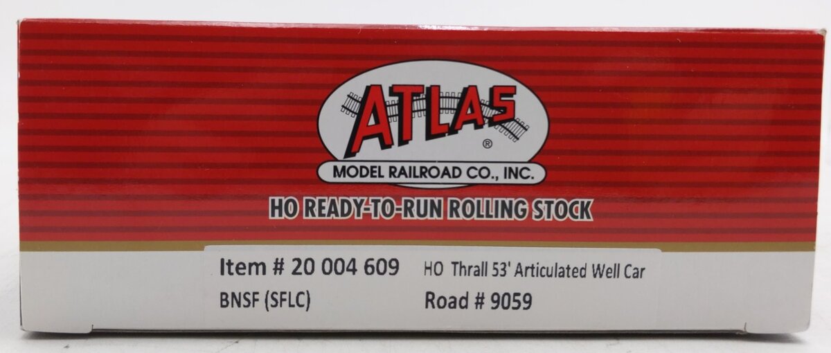 Atlas 20004609 HO BNSF (SFLC) 53' Articulated Well Cars (Blue/White/Red) #9059