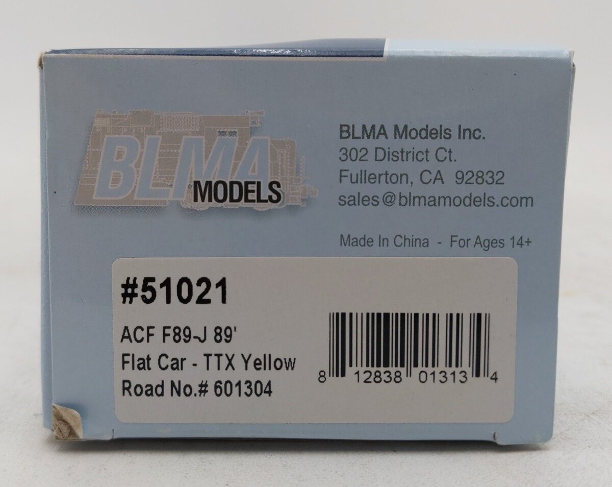 BLMA Models 51021 HO Scale TTX ACF F89-J 89' Flatcar #601304
