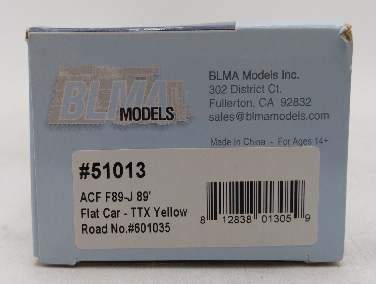BLMA Models 51013 HO Scale TTX ACF F89-J 89' Flatcar #601035
