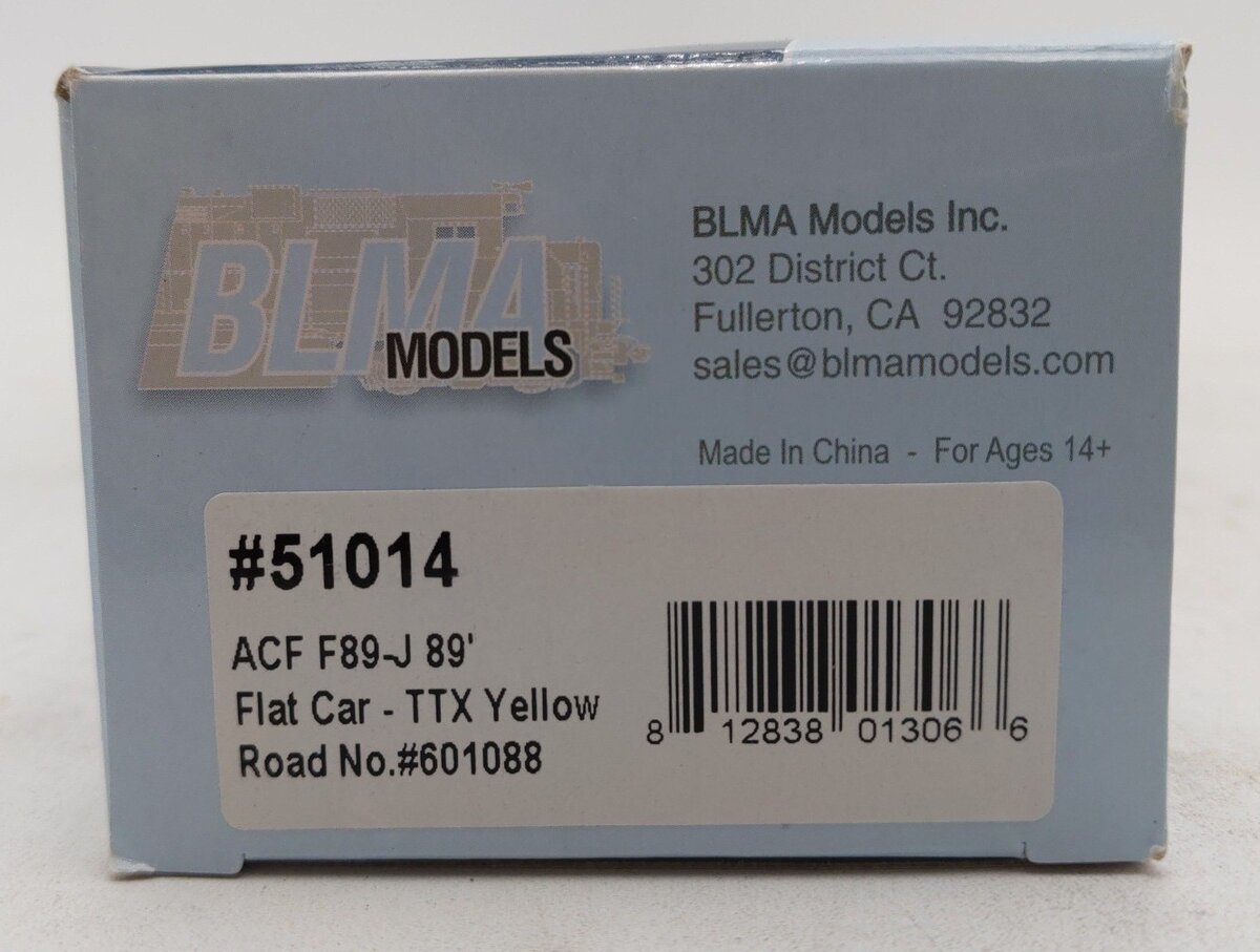BLMA Models 51014 HO Scale TTX ACF F89-J 89' Flatcar #601088