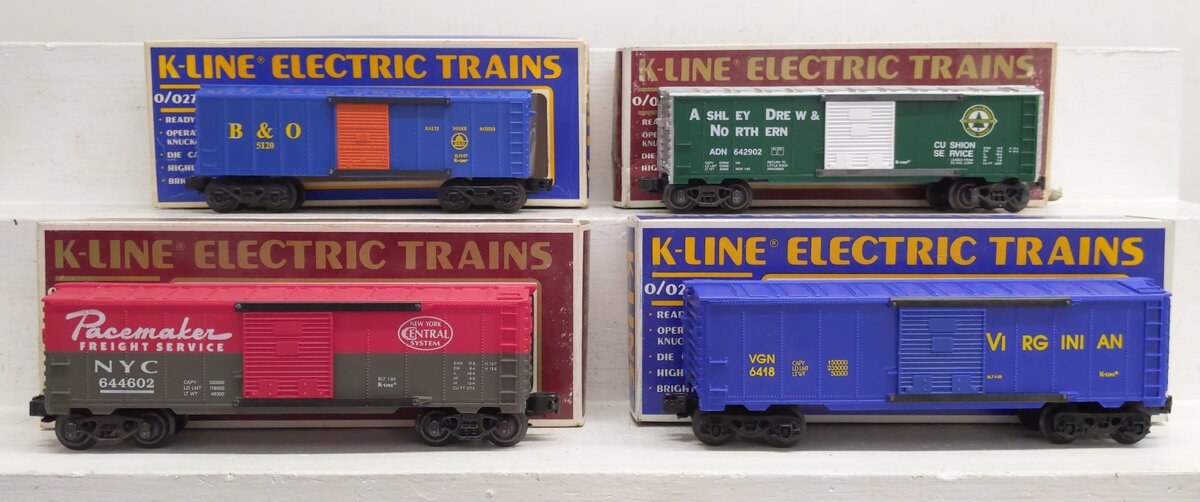 K-Line O Gauge Assorted Freight Cars: K6418, K5120, K642902, K644602 [4] VG/Box