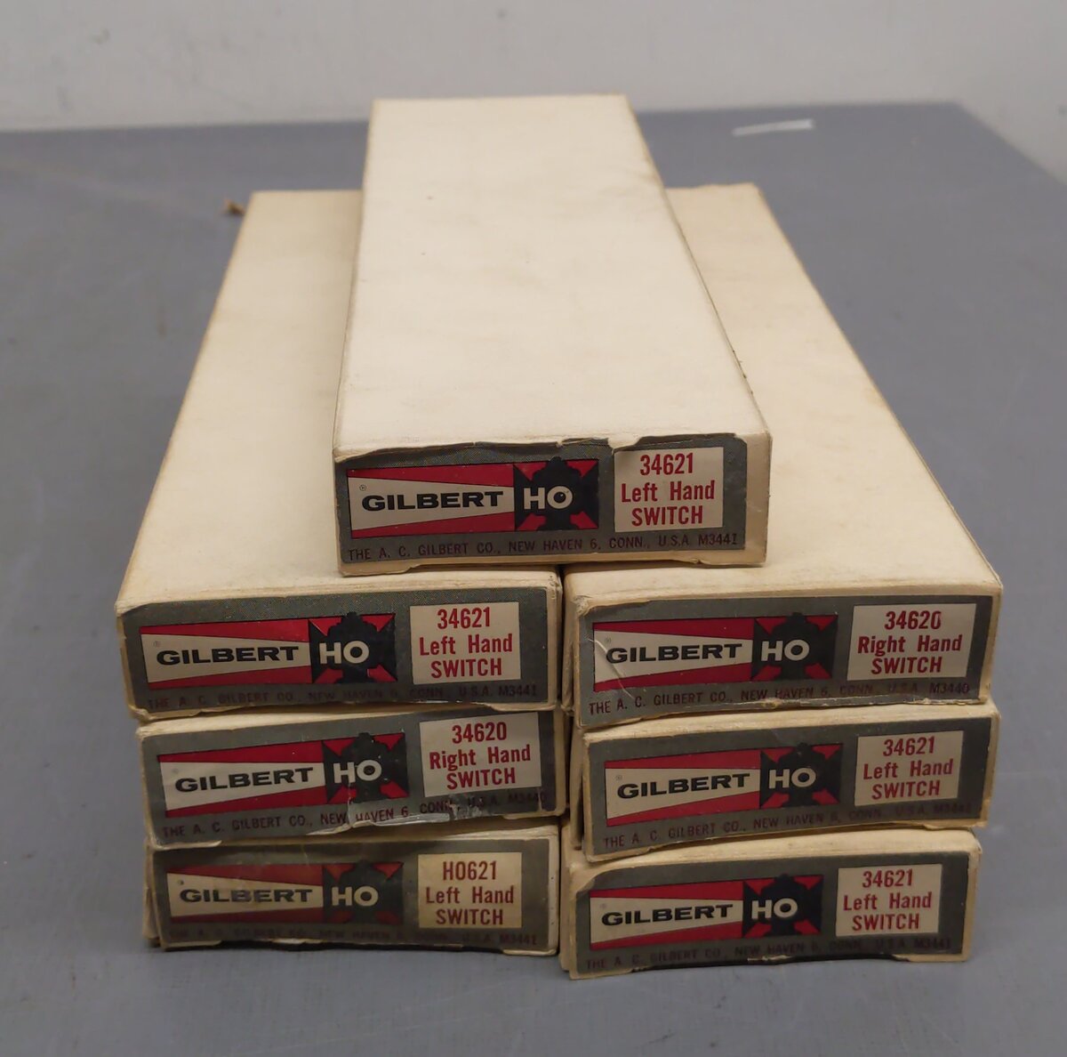 Gilbert Vintage HO Scale Right & Left Hand Switches # 34621, HO621 & 34620 [7] EX/Box
