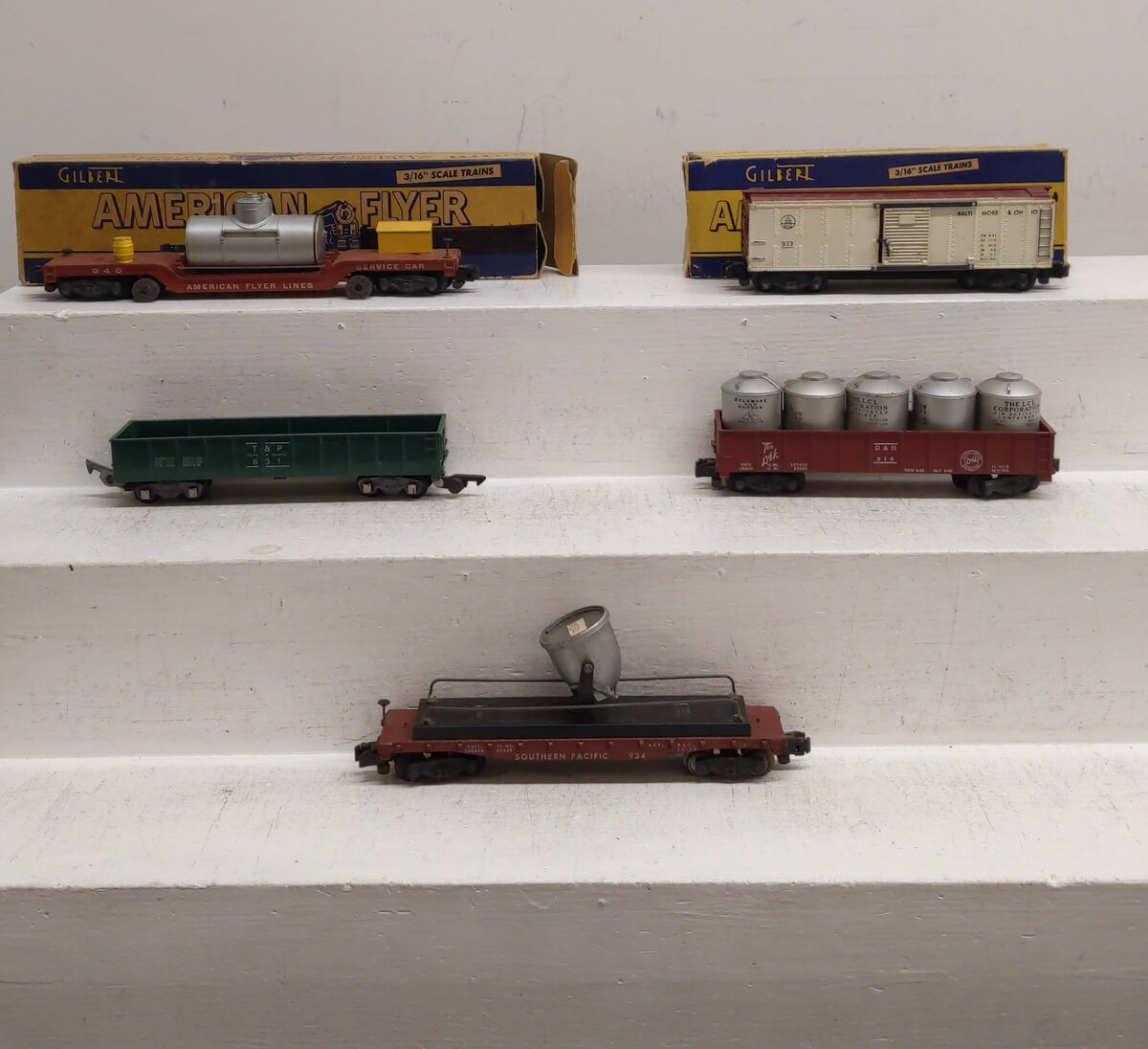 American Flyer Vintage S Postwar Freight Cars # 933, 916, 934, 948 & 631 [5] EX