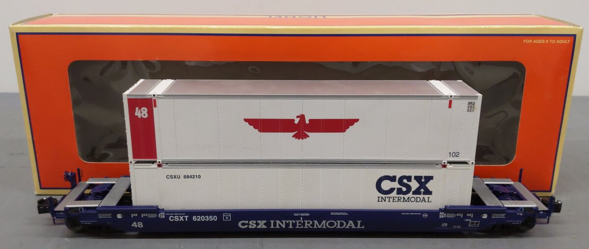Lionel 6-17588 O CSX Husky Stack Flatcar w/ Container Load #620350 LN/Box