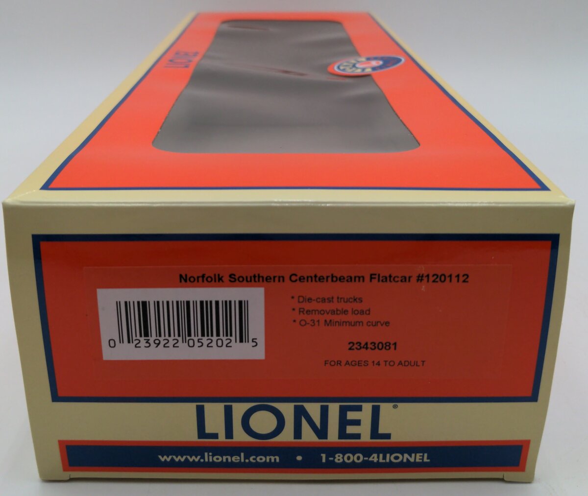 Lionel 2343081 O NS Centerbeam Flatcar #120112 LN/Box