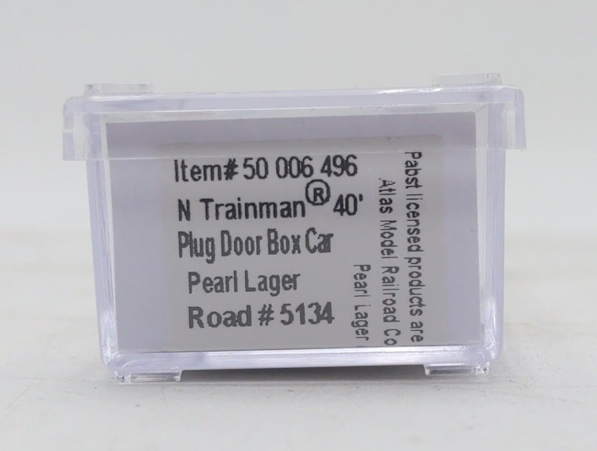 Atlas 50006496 N Pearl Lager Trainman 40' Plug Door Box Car #5134