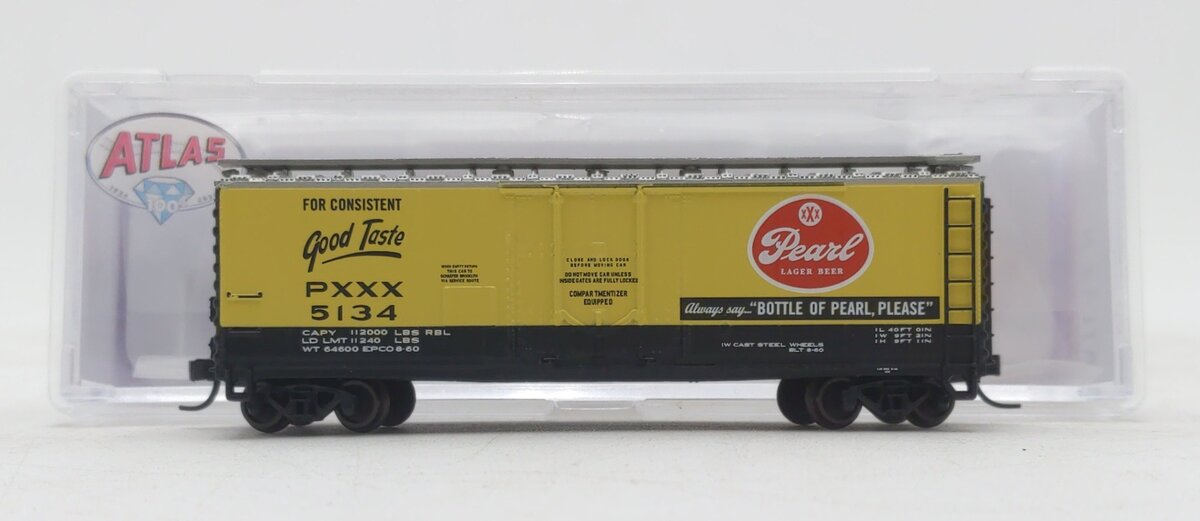 Atlas 50006496 N Pearl Lager Trainman 40' Plug Door Box Car #5134