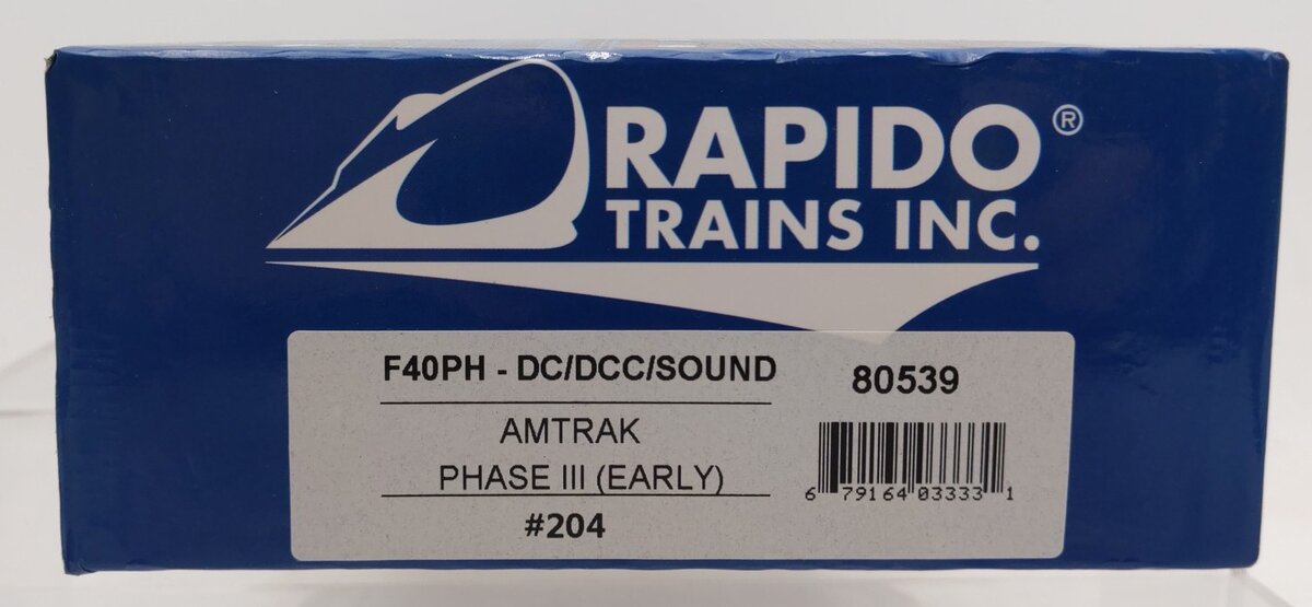 Rapido Trains 80539 HO Amtrak EMD F40PH Diesel Locomotive #204