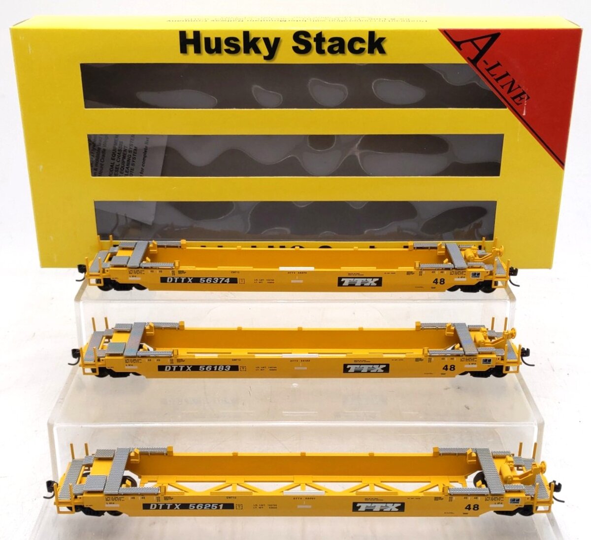 A-Line 47201-04-05-06 HO Scale TTX Husky Stack Container Cars #56183,56251,56374 LN/Box