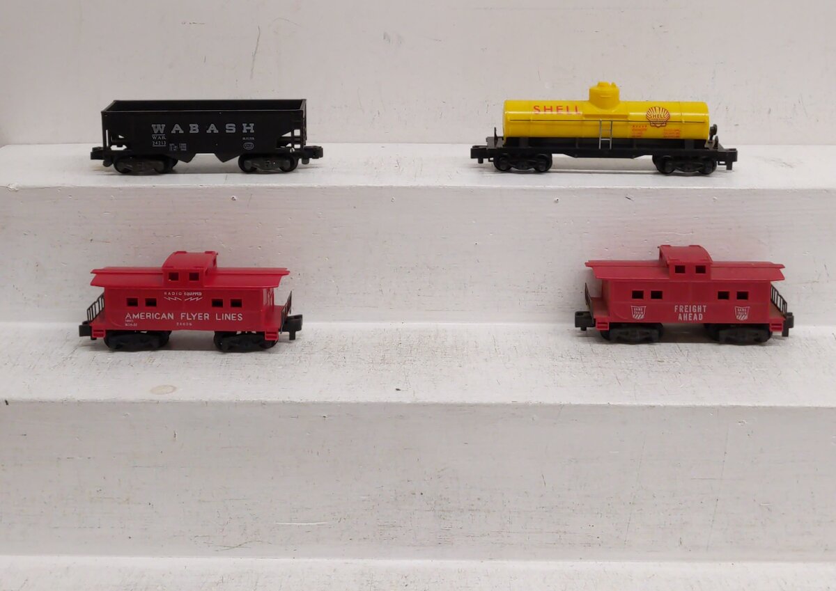 American Flyer Vintage S Cars # 24636, Game Train Caboose, 24213 & 24328 [4] EX