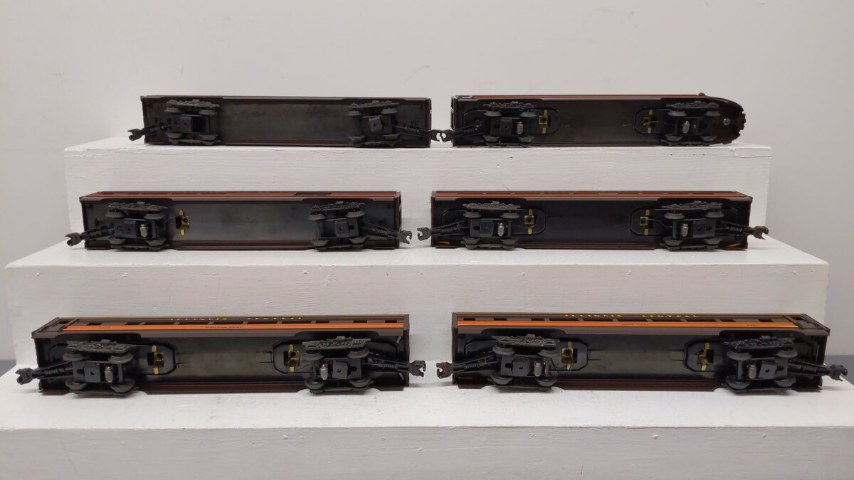 Lionel O Gauge Illinois Central Aluminum Passenger Car Set: 6-7220 - 6-7225 [6] EX/Box