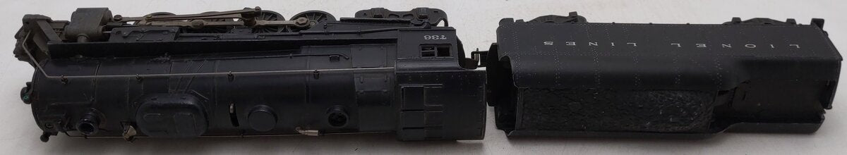 Lionel 736 Vintage O 2-8-4 Lionel Lines Steam Locomotive with 2046W Tender VG