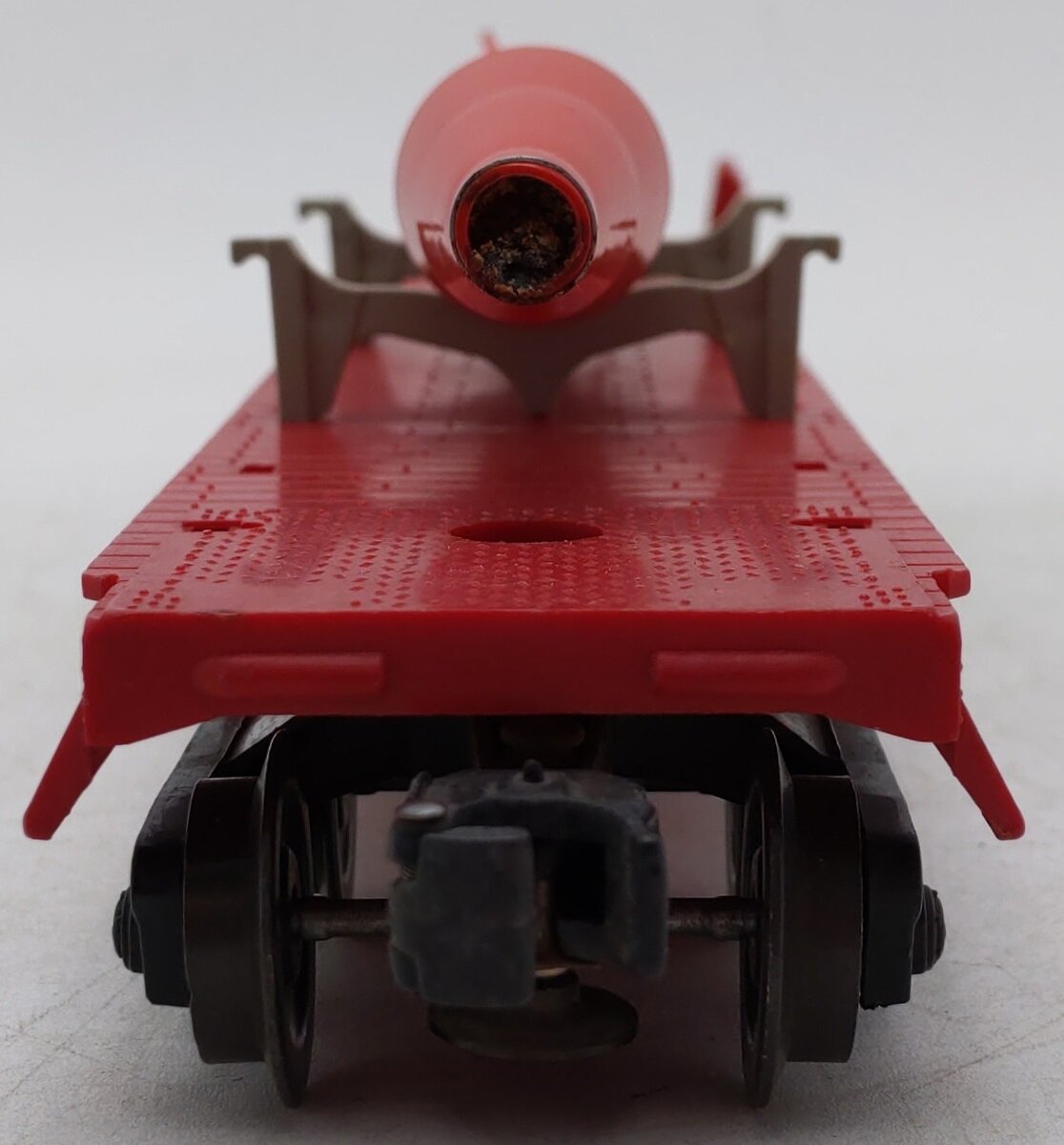 Lionel 6175 Vintage O Red Flatcar with US Navy Rocket VG