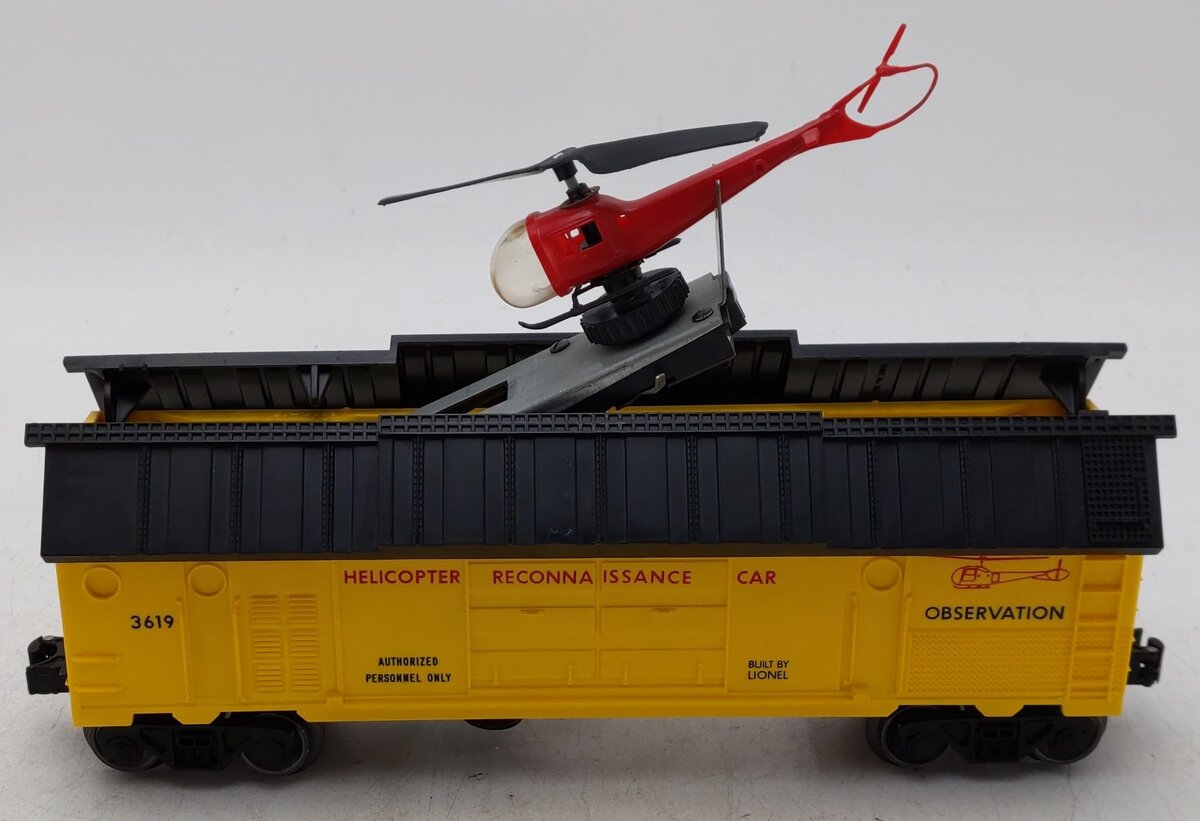 Lionel 3619 Vintage O Operating Helicopter Reconnaissance Car VG