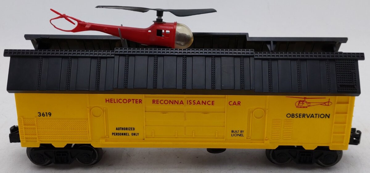 Lionel 3619 Vintage O Operating Helicopter Reconnaissance Car VG