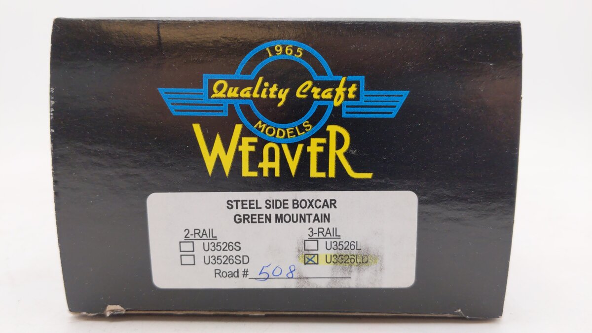 Weaver U3526LD O Steel Side Boxcar Green Mountain #508 (3 Rail) LN/Box