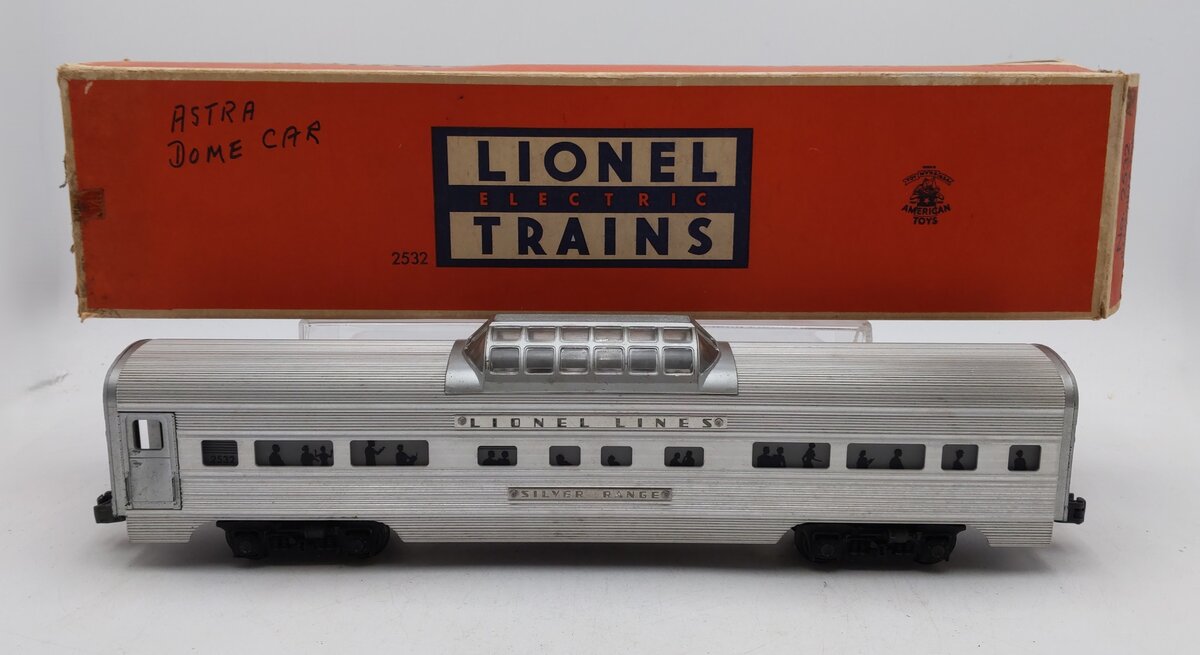 Lionel 2532 Vintage O Lionel Lines Silver Range Aluminum Vista Dome Car VG/Box