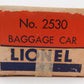 Lionel 2530 Vintage O REA Aluminum Baggage Car with Middle Plates VG/Box