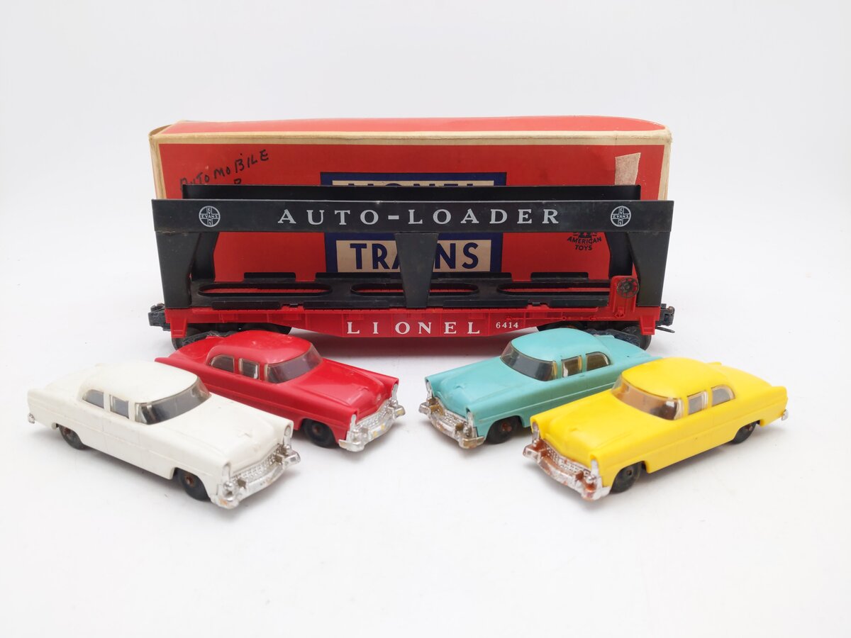 Lionel 6414 Vintage O Gauge Postwar Evans Autoloader with 4 Automobiles VG/Box