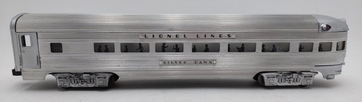 Lionel 2531 Vintage O Lionel Lines Silver Dawn Aluminum Observation Car VG