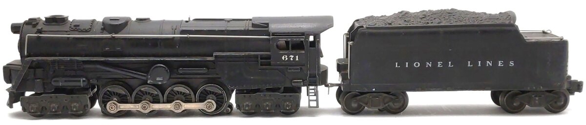 Lionel 671 Vintage O 6-8-6 Die-Cast Steam Turbine Locomotive w/6466W Tender VG