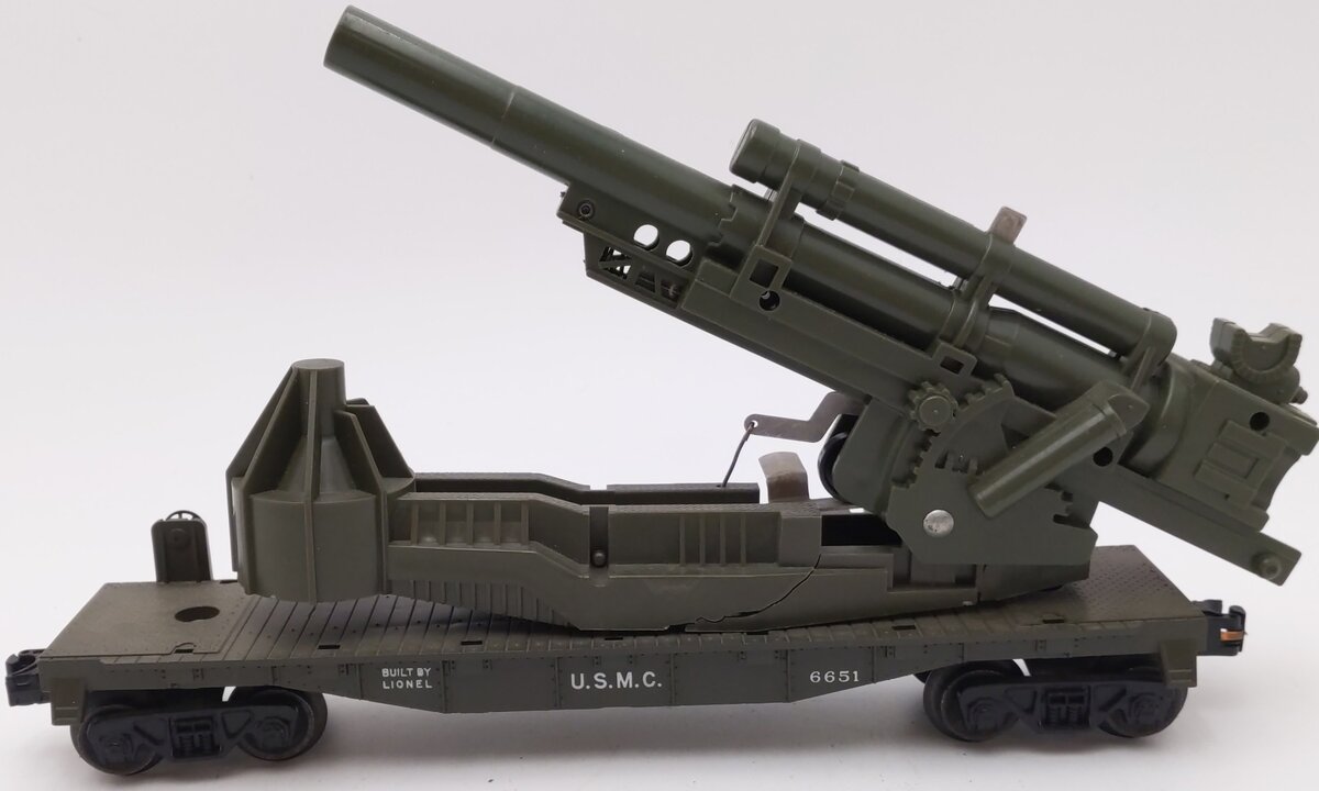 Lionel 6651 Vintage O USMC Olive Drab Cannon Car