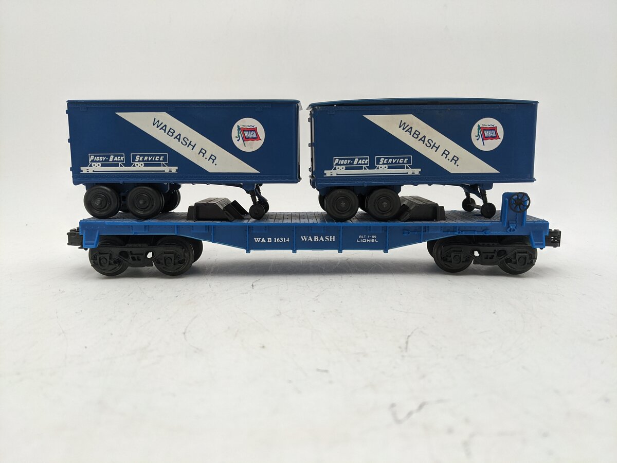 Lionel 6-16314 O Gauge Wabash Flatcar with Wabash Trailers #16314 EX