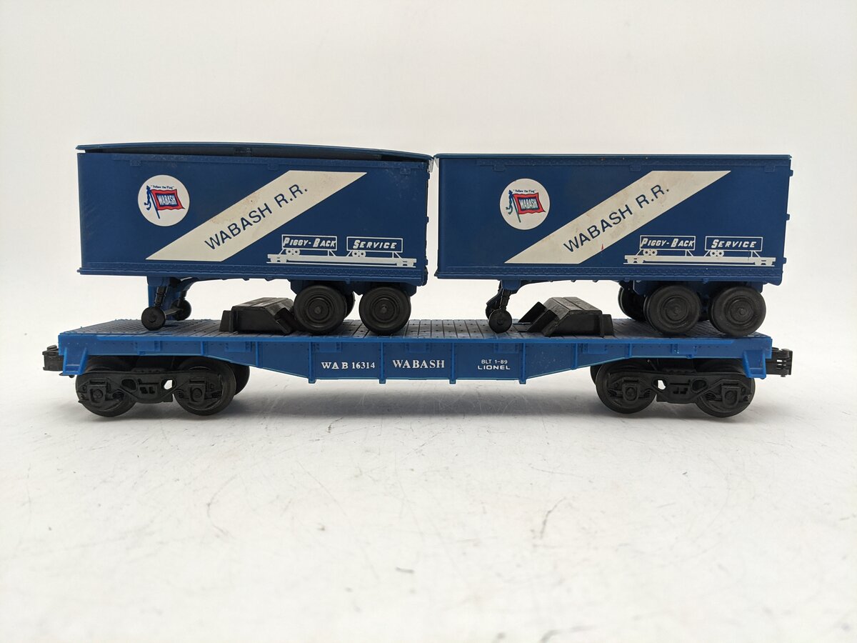 Lionel 6-16314 O Gauge Wabash Flatcar with Wabash Trailers #16314 EX