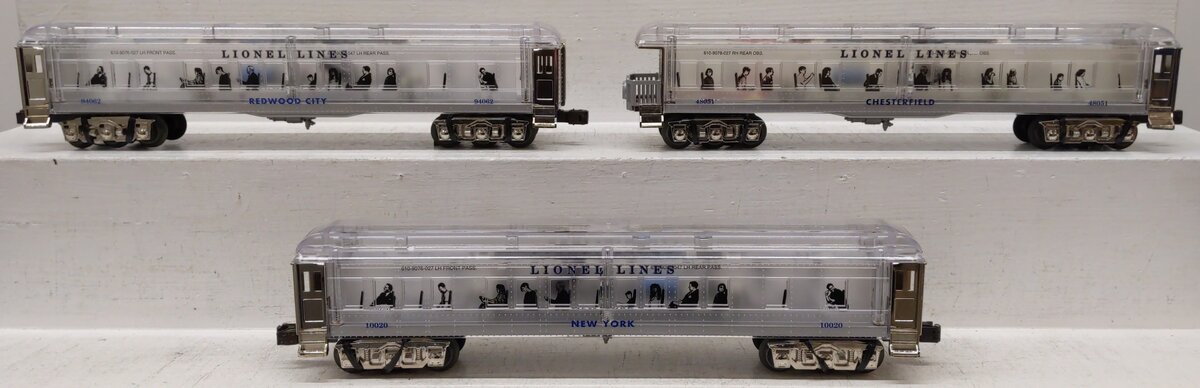 Lionel 6-29086 O Platinum Ghost Clear Shell Madison Passenger Cars (Set of 3) EX/Box