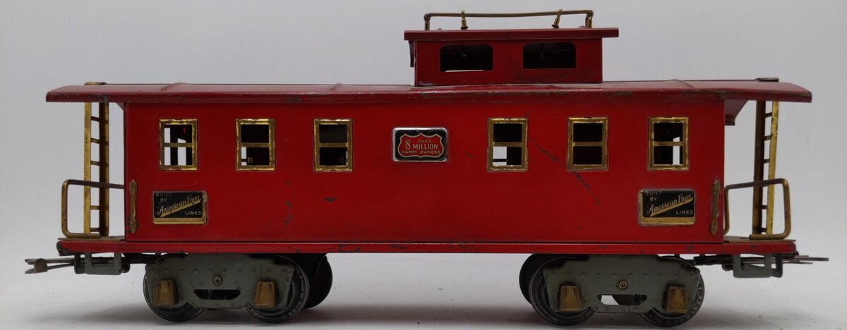 American Flyer 4021 Vintage Wide Standard Gauge Red Tinplate Caboose VG